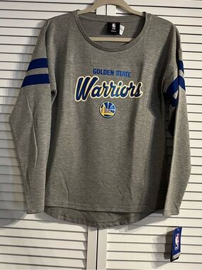 NBA Girls Golden State Warriors Gray Long Sleeve Crewneck Shirt